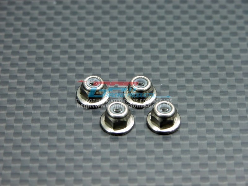 Associated RC 18T Titanium Flanged Lock Nuts (3mm) - 4pcs - GPM TLN3L(F)
