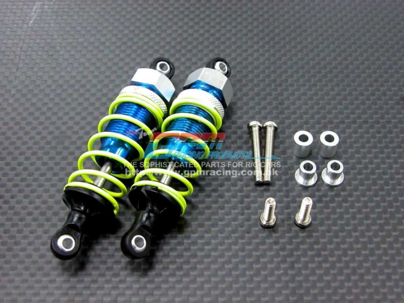Kyosho Mini Inferno ST /Mini Inferno 09 Alloy Rear Adjustable Spring Damper With Plastic Ball Top (73mm) Including Screws & Alloy Collars - 1pr set - GPM MIF373/PBT